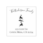 Rendier Branch Duo Familienaam & Retouradres Rubberstempel (Afrduk)