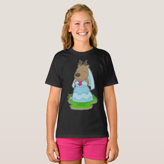 Rendier Bruid Hart Huwelijk T-shirt (Voorkant volledig)