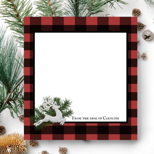 Rendier Buffalo Plaid Gepersonaliseerd | Zwart Roo Notitieblok