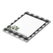 Rendier Buffalo Plaid Gepersonaliseerd | Zwart Wit Notitieblok (Linkerzijde)