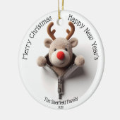 Rendier - Busted Rits Gepersonaliseerde Kerstmis Keramisch Ornament (Links)