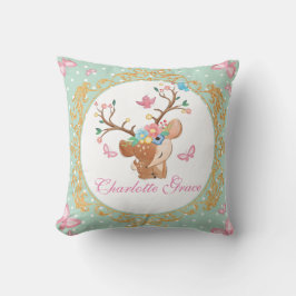 Rendier Cartoon gepersonaliseerde polka dot Kussen