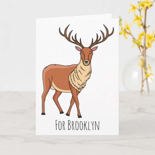 Rendier cartoon illustratie kaart (Gele Bloem)