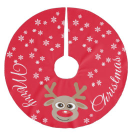 Rendier Cartoon Kerst Rood Wit Sneeuwvlokken Kerstboom Rok