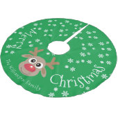 Rendier Cartoon Kerstmis Groen Wit Sneeuwvlokken Kerstboom Rok (Gekanteld)