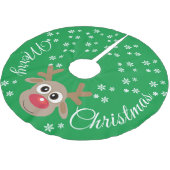 Rendier Cartoon Kerstmis Groen Wit Sneeuwvlokken Kerstboom Rok (Gekanteld)
