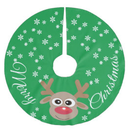 Rendier Cartoon Kerstmis Groen Wit Sneeuwvlokken Kerstboom Rok