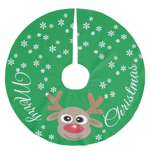 Rendier Cartoon Kerstmis Groen Wit Sneeuwvlokken Kerstboom Rok (Voorkant)