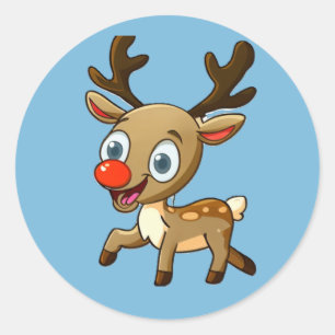 Rendier cartoon plezier ronde sticker