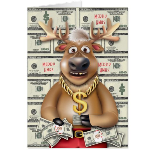Rendier Cash Santa Bucks Grappig Geld Vakantie (Voorkant)