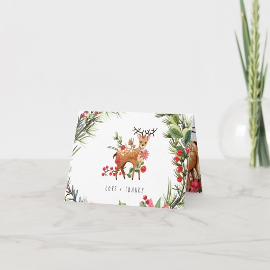 Rendier Christmas Baby shower Dank u Bedankkaart (Voorkant)