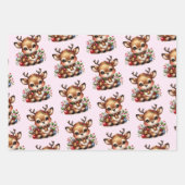 Rendier Christmas Wrapping Paper Flat Sheet-3sets (Voorkant 2)