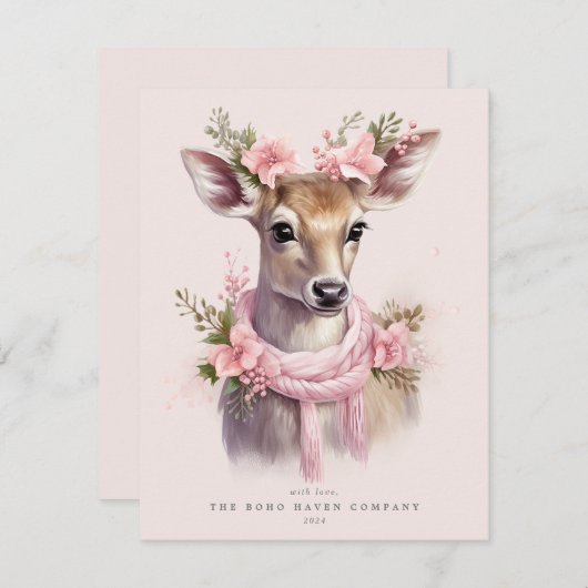 Rendier Corporate/Family Retro Holiday Flat Kaart (Voorkant / Achterkant)