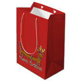 Rendier Dachs Merry Christmas Medium Cadeauzakje (Achterkant Gekanteld)