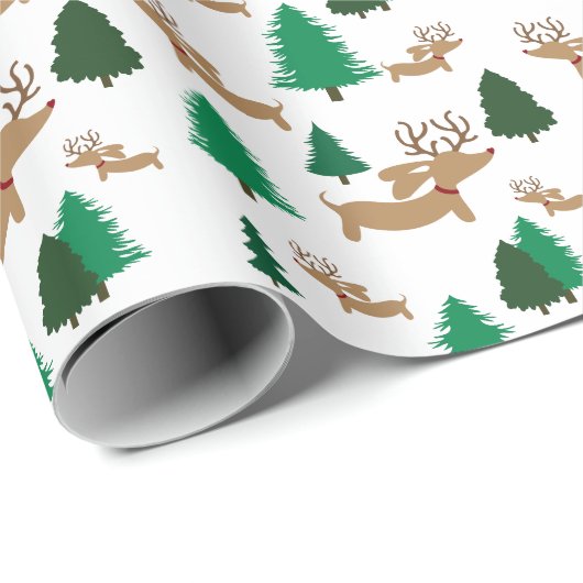 Rendier Dachshund Gift Wrap Wrapping Papier Doxie (Rol Hoek)