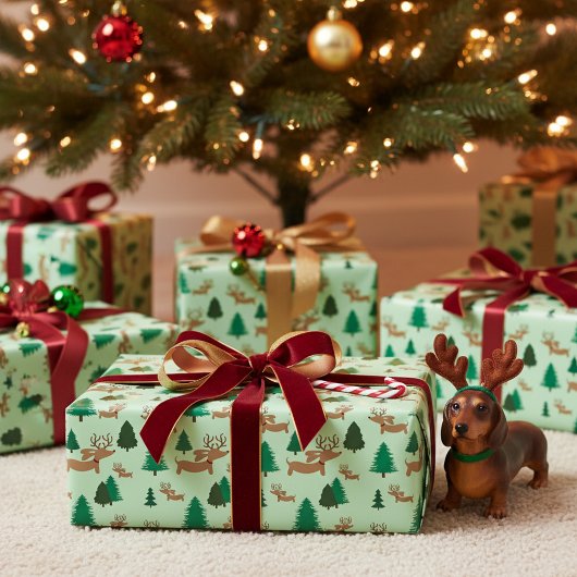 Rendier Dachshund Gift Wrap Wrapping Papier Doxie