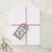 Rendier Dachshund Kerst Preppy Plaid Gift Label Cadeaulabel (Met Touw)
