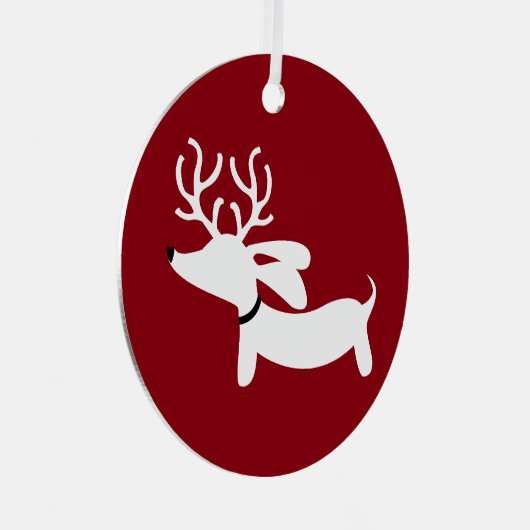 Rendier Dachshund Rode Kerstboom Ornament (Voorkant Rechts)