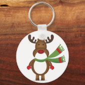 rendier dat een groene Scarf Button Sleutelhanger  (Voorkant)