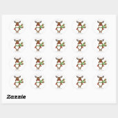 rendier dat een groene Scarf-Sticker heeft Ronde Sticker (Vel)