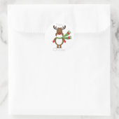 rendier dat een groene Scarf-Sticker heeft Ronde Sticker (Tas)