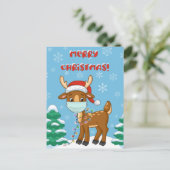 rendier dat een masker voor Kerstmis draagt Briefkaart (Staand voorkant)