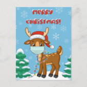 rendier dat een masker voor Kerstmis draagt Briefkaart (Voorkant)