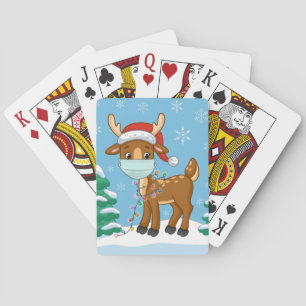 rendier dat een masker voor Kerstmis draagt Pokerkaarten