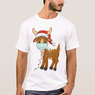 rendier dat een masker voor Kerstmis draagt T-shirt