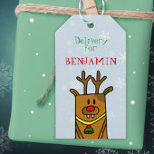 Rendier Delivery Christmas Label voor kinderen Cadeaulabel