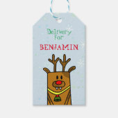 Rendier Delivery Christmas Label voor kinderen Cadeaulabel (Voorkant)