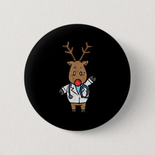 Rendier Dokter Verpleegster Stethoscoop Medisch Ke Ronde Button 5,7 Cm