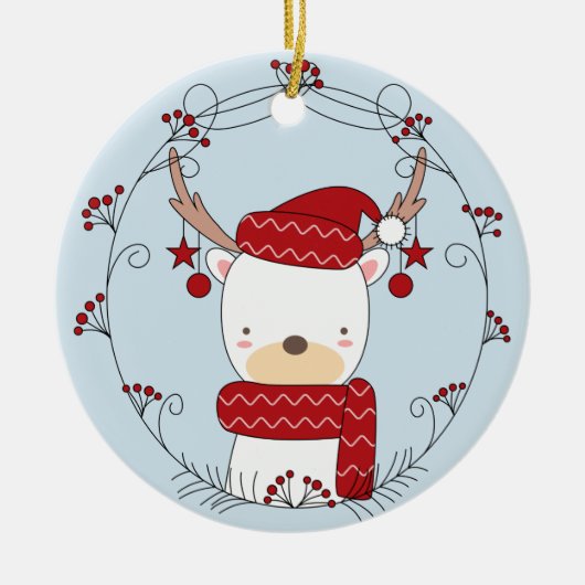 Rendier Doodle Aangepaste Foto Keramisch Ornament (Voorkant)