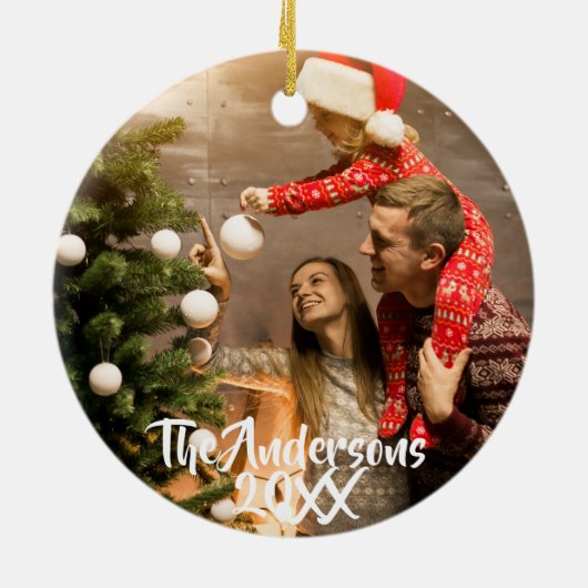 Rendier Doodle Aangepaste Foto Keramisch Ornament (Achterkant)