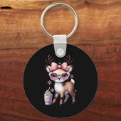 Rendier Drink Hot Chocolate Bougie Vrouwen Meisjes Sleutelhanger (Voorkant)