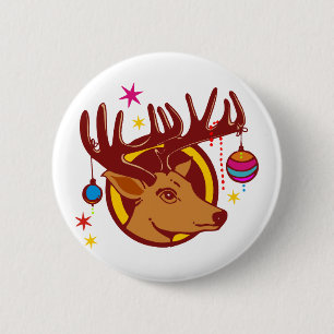 rendier / droger / Kerstmis + jouw tekst & ruggr. Ronde Button 5,7 Cm