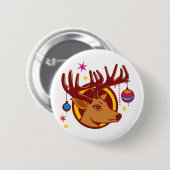 rendier / droger / Kerstmis + jouw tekst & ruggr. Ronde Button 5,7 Cm (Voorkant /achterkant)