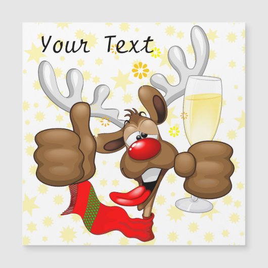 Rendier Dronken Grappige Kerst Karakter Magnetische Uitnodiging (Voorkant)