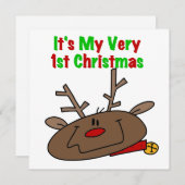 Rendier Eerste Kerstmis Feestdagenkaart (Voorkant / Achterkant)