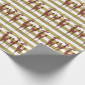 Rendier elegant  goud wit gestreept cadeaupapier (Hoek)