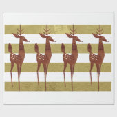 Rendier elegant goud wit gestreept cadeaupapier (Vlak)