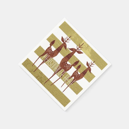 Rendier elegant  goud wit gestreept servet (Hoek)