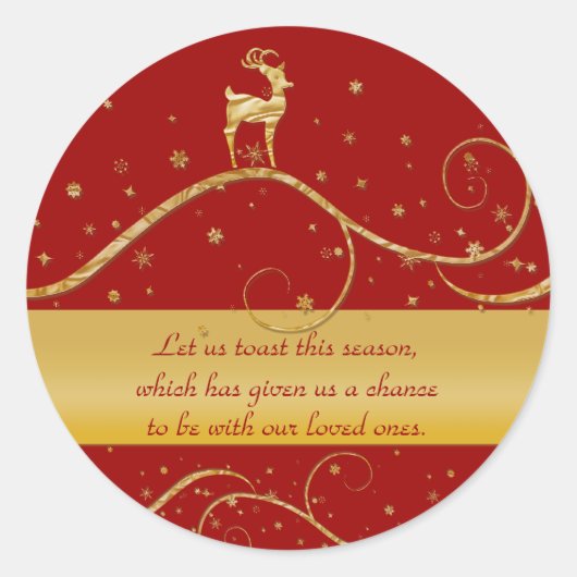 Rendier elegante gouden Kerstmis groet Ronde Sticker (Voorkant)