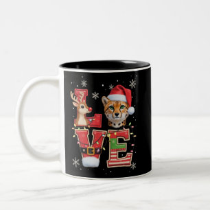 Rendier ELF Kerstman Hoed Liefde Jachtluipaard Die Tweekleurige Koffiemok