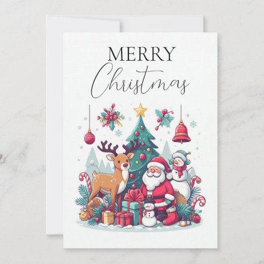 Rendier en Claus juichen Feestdagenkaart (Voorkant)