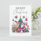 Rendier en Claus juichen Feestdagenkaart (Staand voorkant)