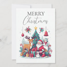 Rendier en Claus juichen Feestdagenkaart