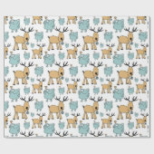 rendier- en kikkerpatroon cadeaupapier (Vlak)