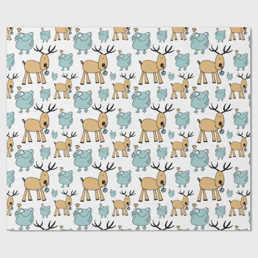 rendier- en kikkerpatroon cadeaupapier (Vlak)