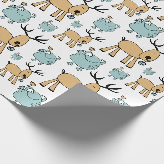 rendier- en kikkerpatroon cadeaupapier (Hoek)